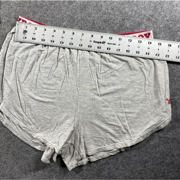 Playboy Pajama Set Womens Medium Gray Button Front Top Shorts Sleepwear Lounge - Picture 2 of 14